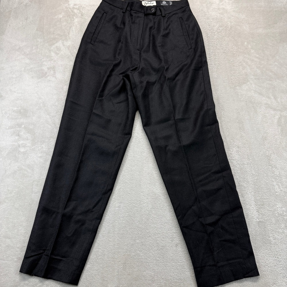 Jonathan Logan Pants Women's 10 Wool Trousers Black Pleated High Rise Straight.